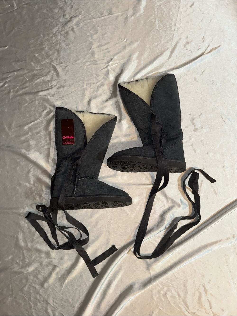 Women's Black Shearling-Lined Lace-Up Winter
Boots